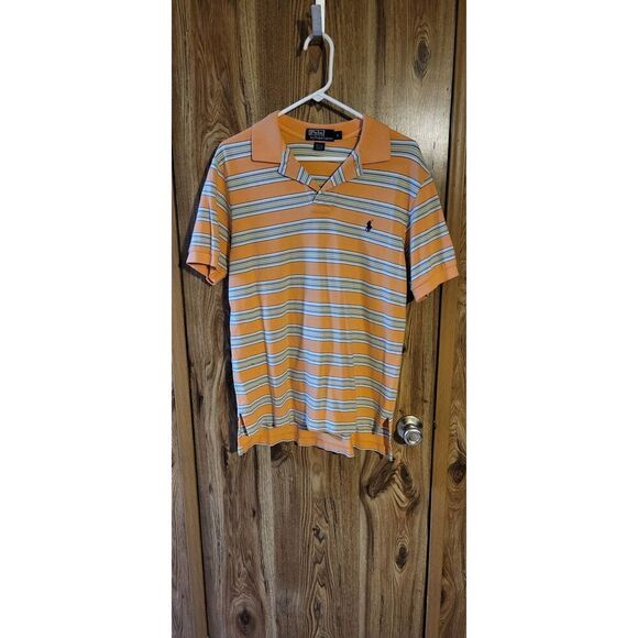 Polo by Ralph Lauren orange/blue/green striped collard shirt - Picture 1 of 4